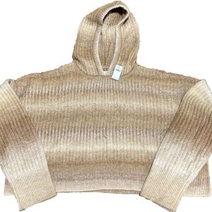NWT Offline By Aerie Ribbed Cropped Sweater Hoodie Brown Ombré Long Sleeve - M